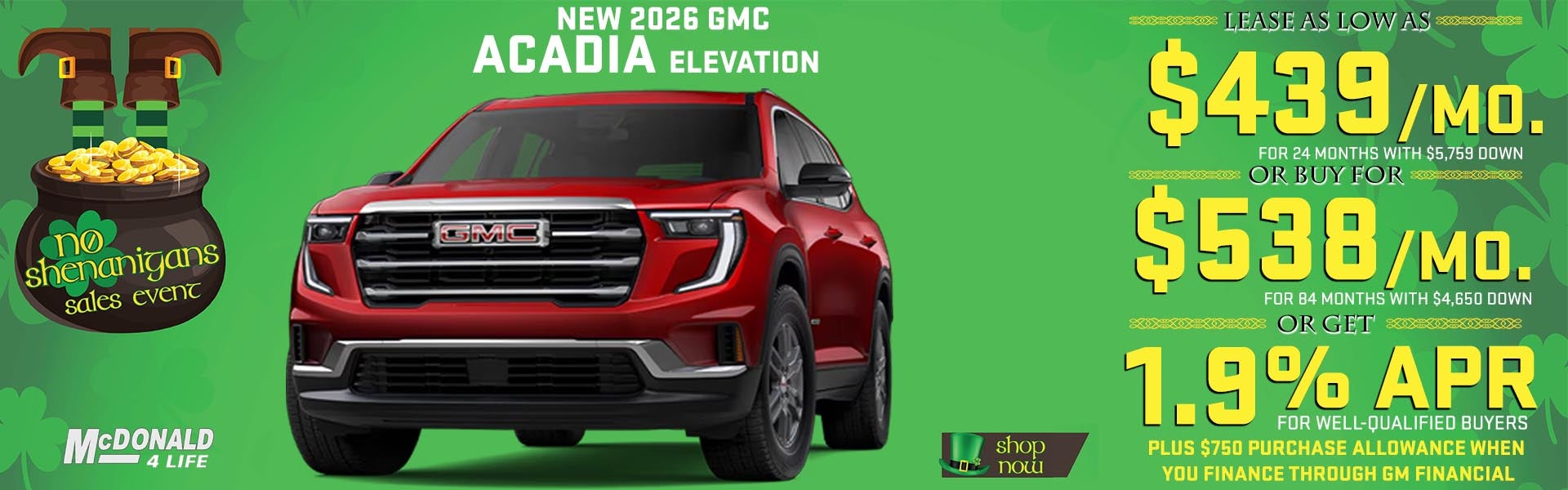 2026 GMC Sierra Acadia Elevation